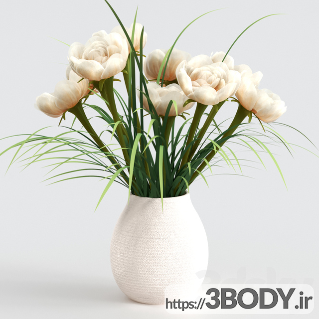 مدل سه بعدی گل و گلدان عکس 1