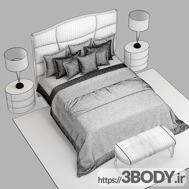 آبجکت سه بعدی تخت خواب عکس 2