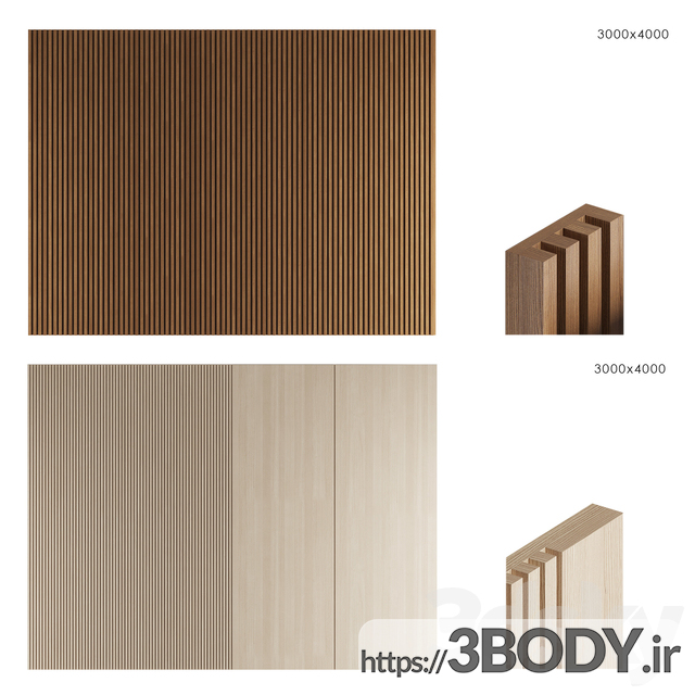 مدل سه بعدی مجموعه پنل های چوبی عکس 2