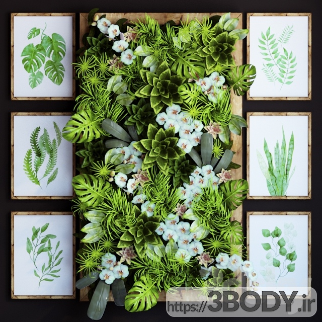 مدل سه بعدی گل و گیاه دیوار سبز عکس 1