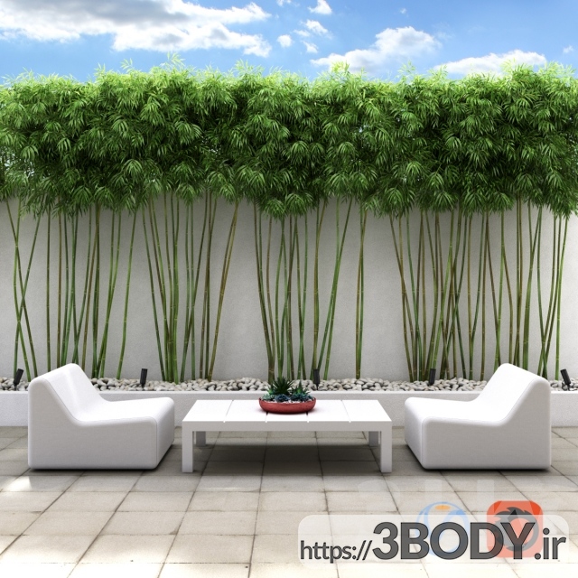 مدل سه بعدی گل و گیاه دیوار بامبو عکس 1