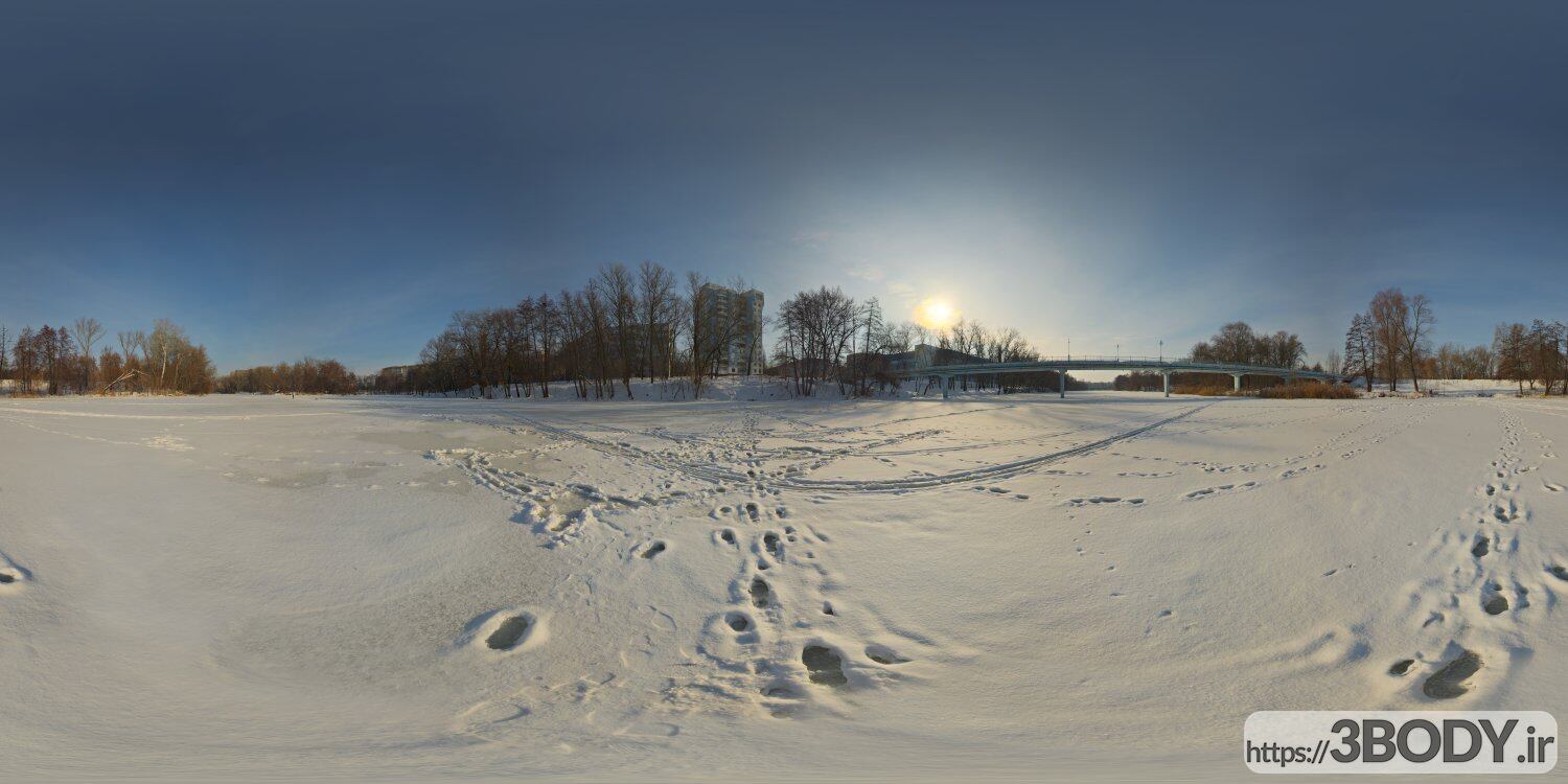 فایل HDRI خارجی رودخانه زمستانی عکس 1