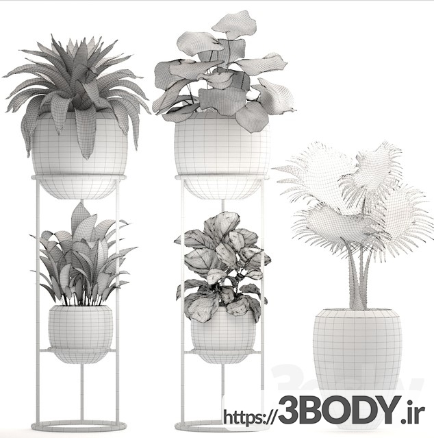 مدل سه بعدی مجموعه گل های تزئینی عکس 2