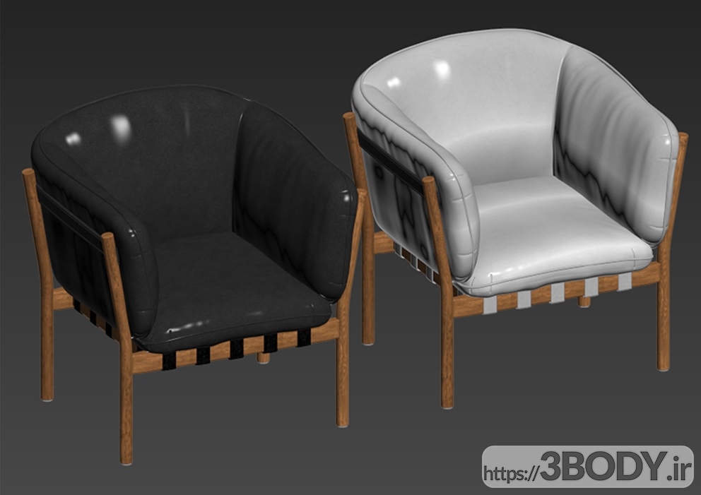آبجکت سه بعدی  صندلی راحتی چرمی عکس 1
