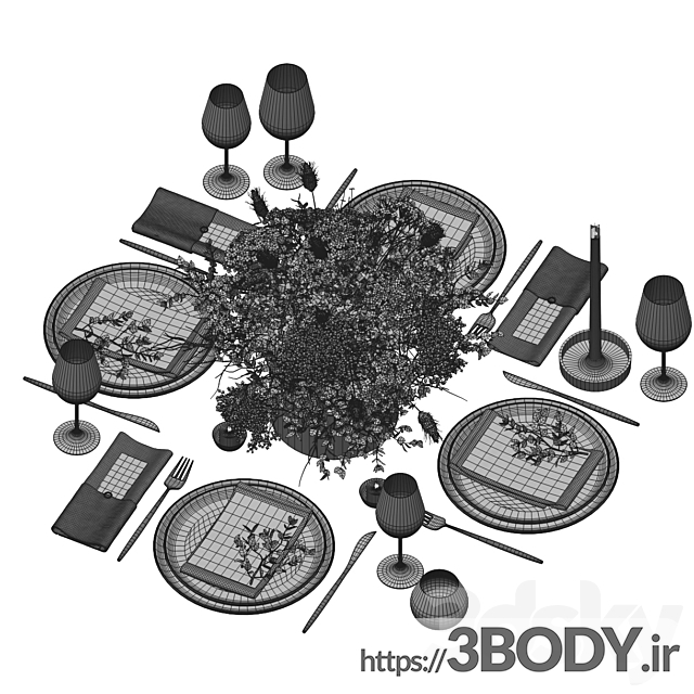 آبجکت سه بعدی میز غذاخوری عکس 2