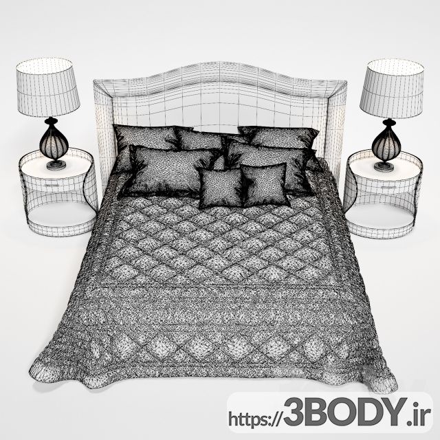 آبجکت سه بعدی تختخواب دو نفره عکس 3