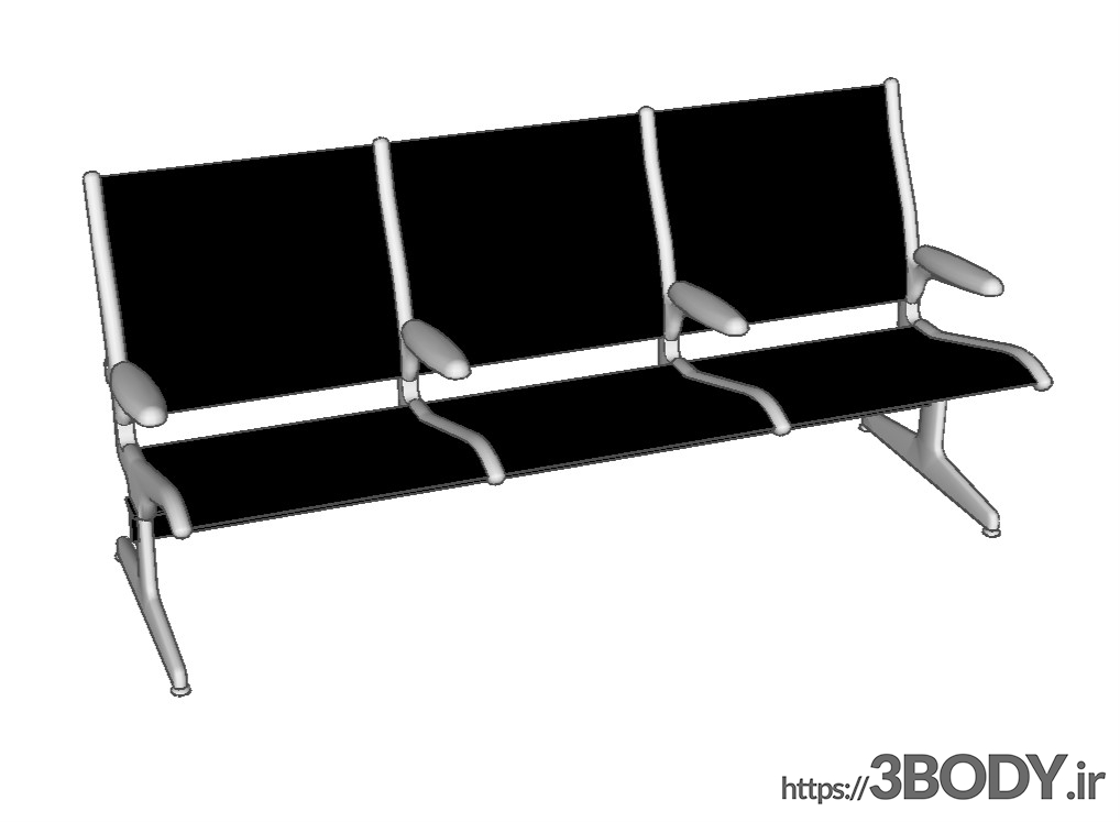 مدل سه بعدی اسکچاپ - صندلی سه تایی عکس 1