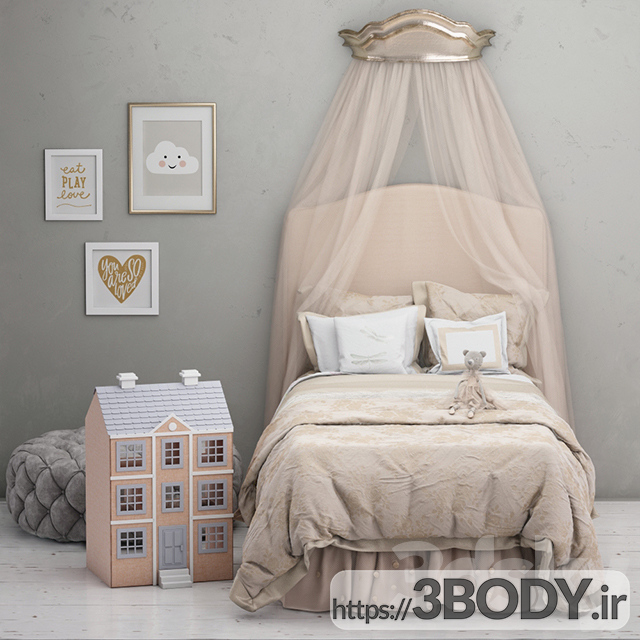 مدل سه بعدی  تختخواب  سفارشی  بچه مونیک لولییر عکس 1