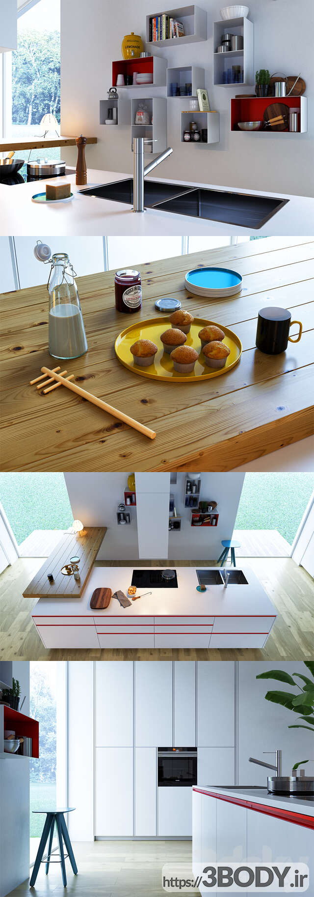 آبجکت سه بعدی کابینت آشپزخانه مدرن عکس 3