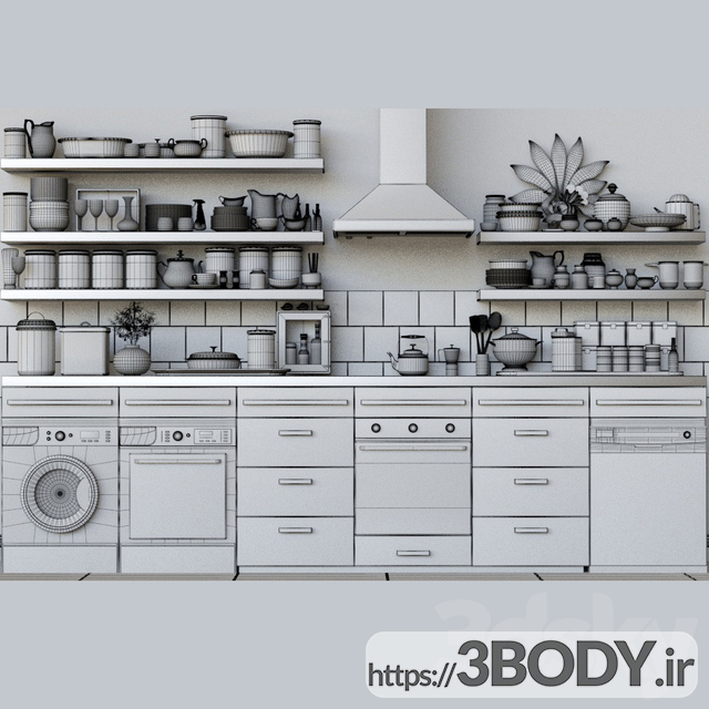 مدل سه بعدی لوازم آشپزخانه عکس 2