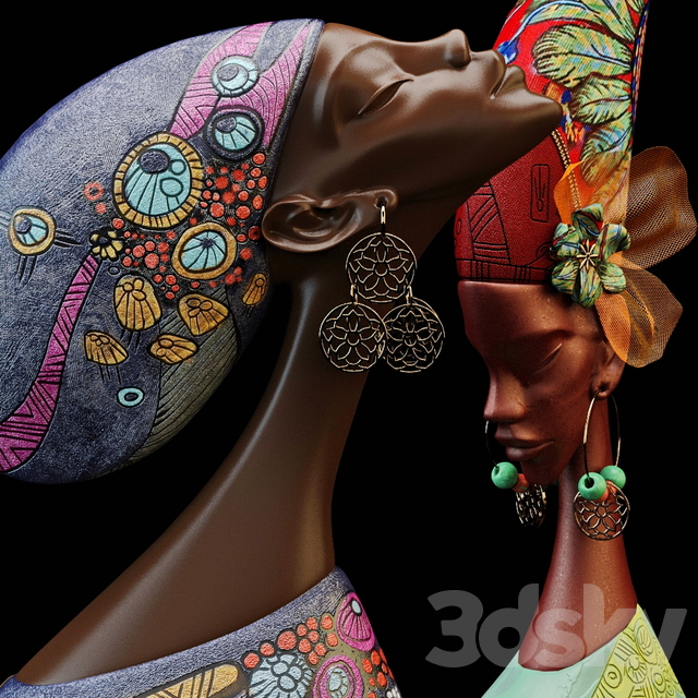 آبجکت سه بعدی مجسمه آفریقایی عکس 2