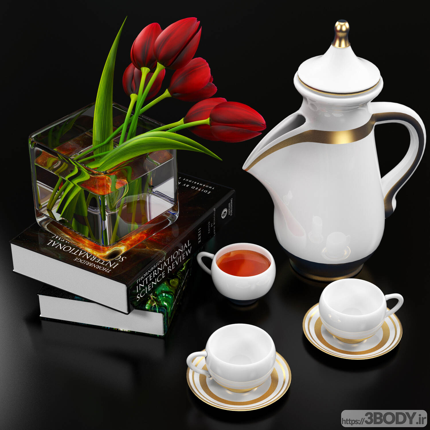 مدل سه بعدی ظروف چای خوری عکس 1