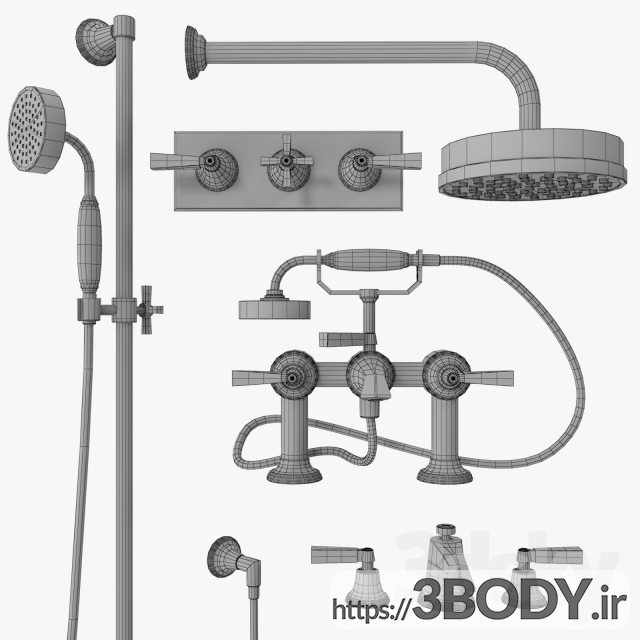آبجکت سه بعدی ست شیرآلات حمام عکس 3