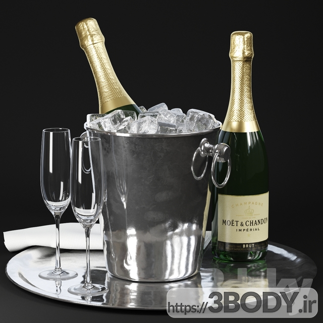 آبجکت سه بعدی شامپاین عکس 1