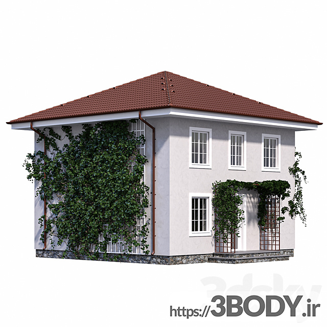 آبجکت سه بعدی خانه دو طبقه با پیچک عکس 3