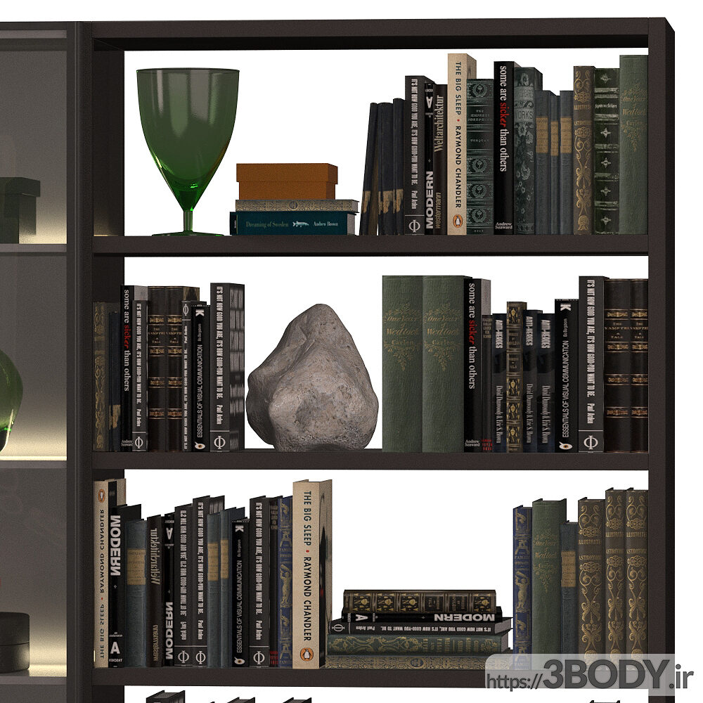 مدل سه بعدی دکور زیبای کتابخانه عکس 5