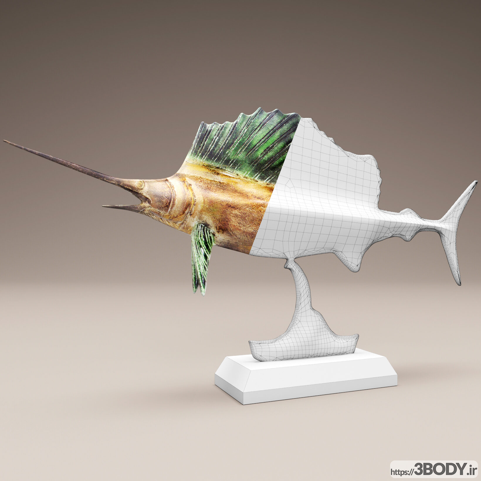 آبجکت سه بعدی مجسمه ماهی عکس 3