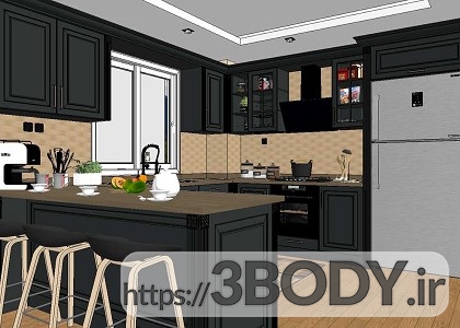پروژه آماده صحنه داخلی سرویس کامل آشپزخانه برای sketchupt عکس 2