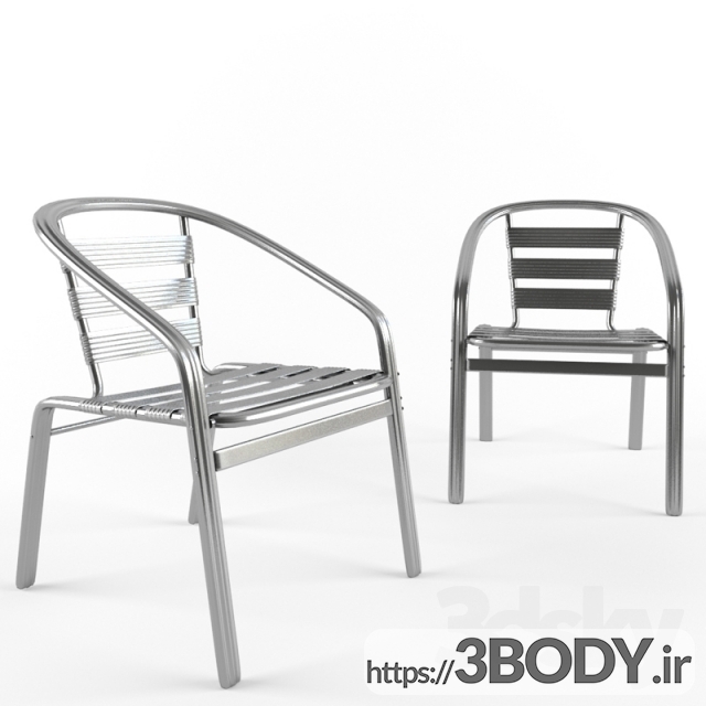 آبجکت سه بعدی میز و صندلی آلومینیومی عکس 2