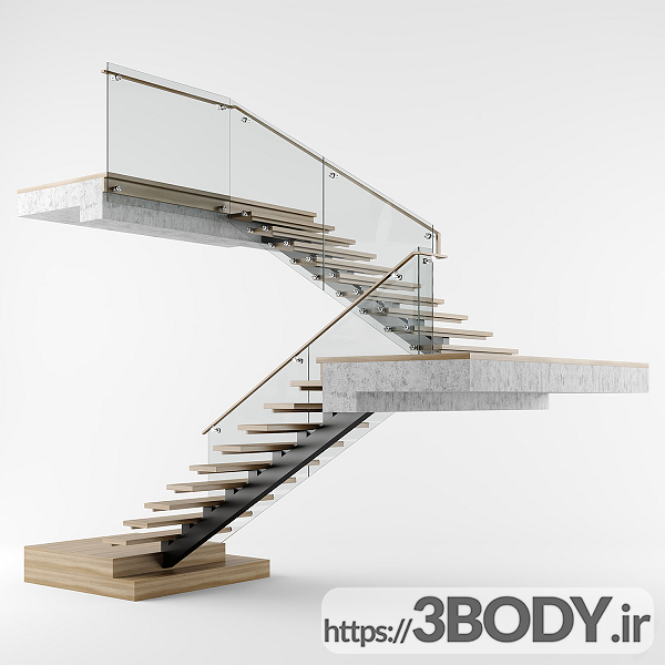 آبجکت سه بعدی راه پله داخلی مدرن عکس 6
