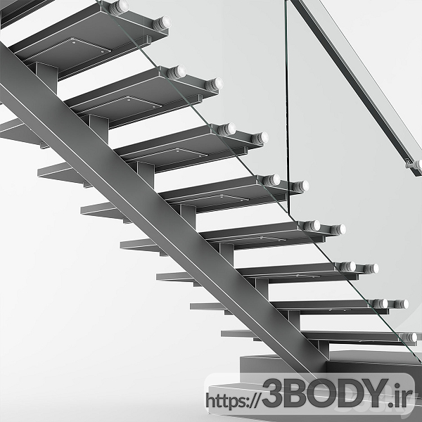 آبجکت سه بعدی راه پله داخلی مدرن عکس 3