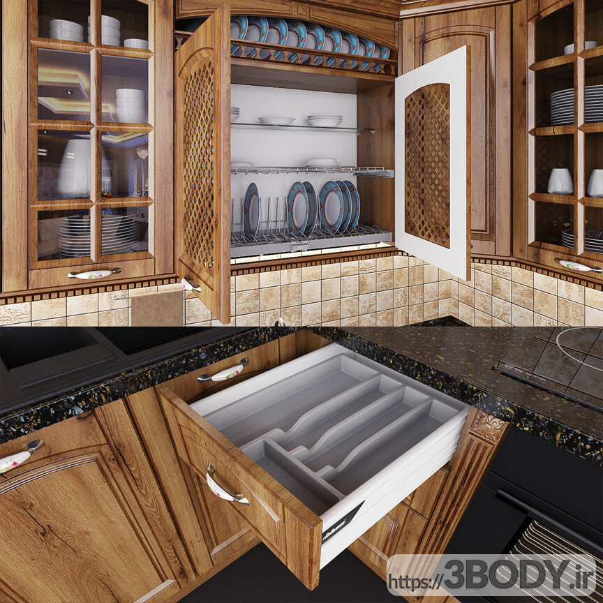 مدل سه بعدی کابینت آشپزخانه عکس 3