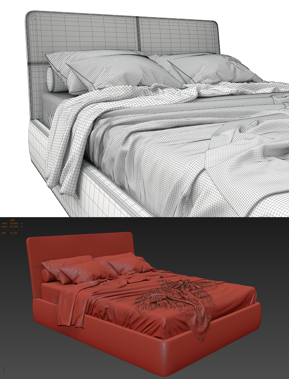 آبجکت سه بعدی تخت خواب عکس 4