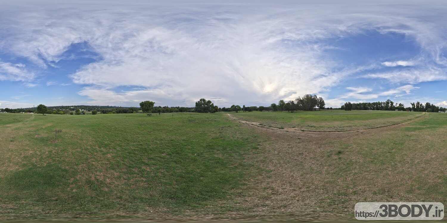 فایل HDRI پارک با آسمان ابری عکس 1