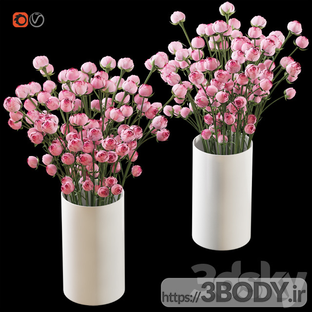 آبجکت سه بعدی گل و گلدان عکس 2