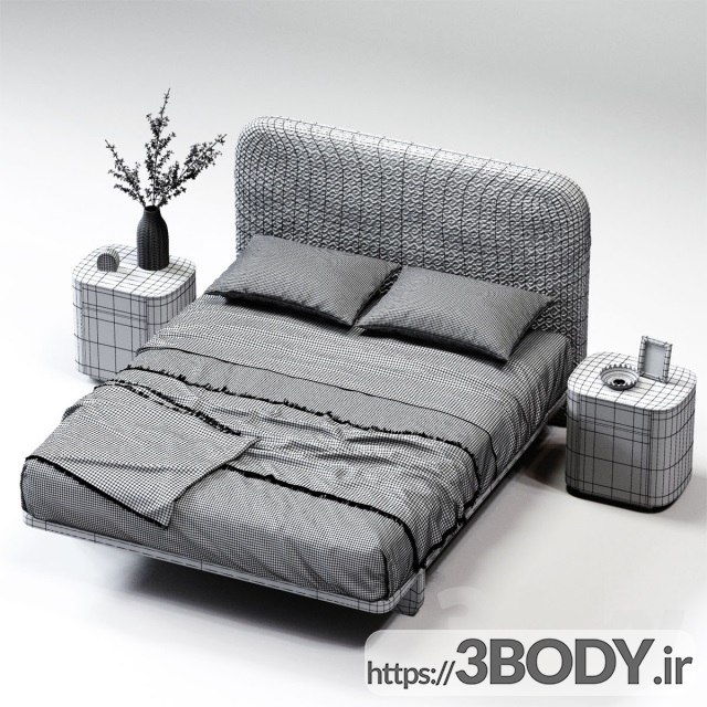 مدل سه بعدی تختخواب دو نفره عکس 2