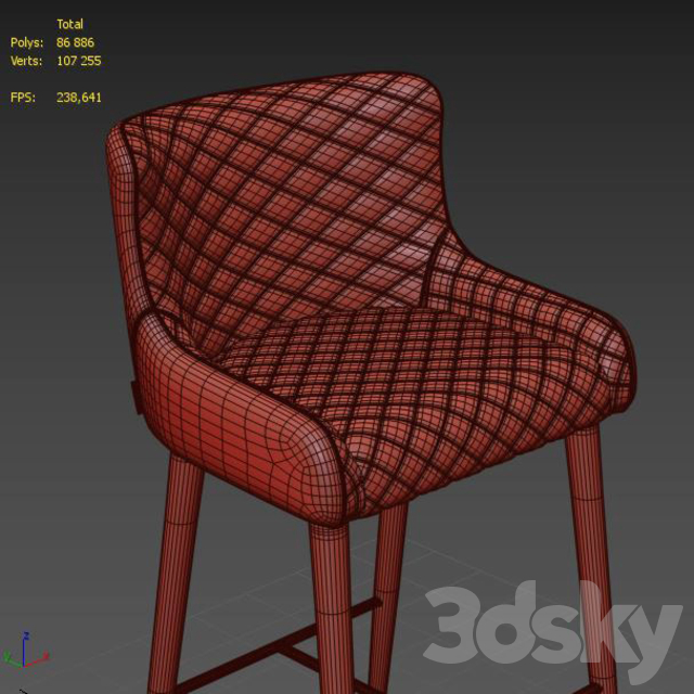 آبجکت سه بعدی صندلی کانتر عکس 3