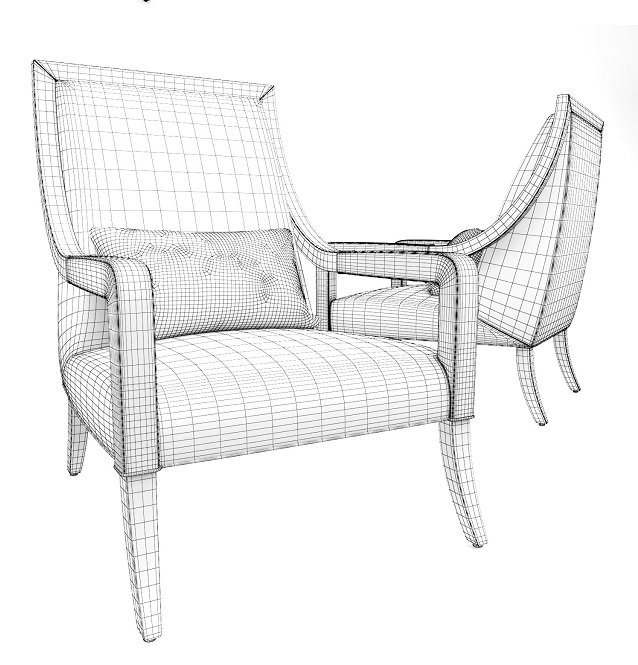 آبجکت سه بعدی صندلی دسته دار عکس 4