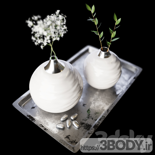 مدل سه بعدی ست دکوری دسته گل رومیزی عکس 1