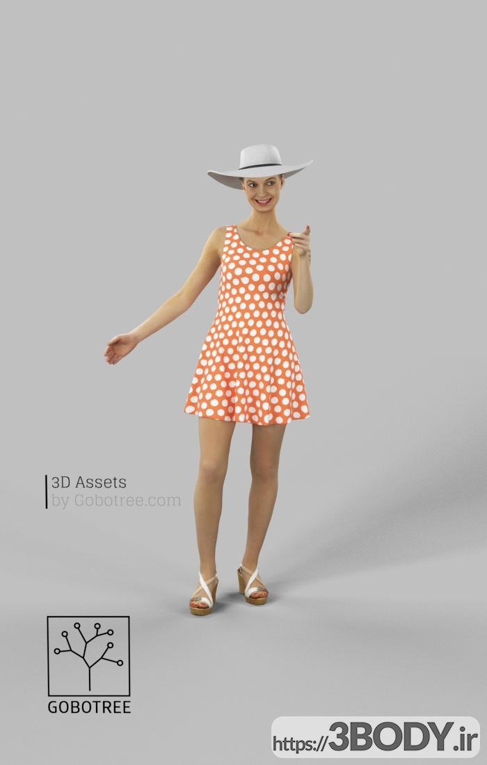 آبجکت سه بعدی زن با کلاه عکس 1