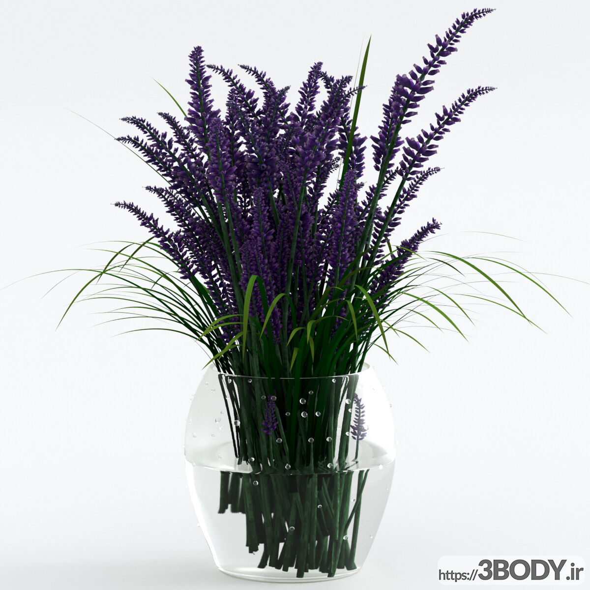 آبجکت سه بعدی گل و گیاه همراه گلدان عکس 1
