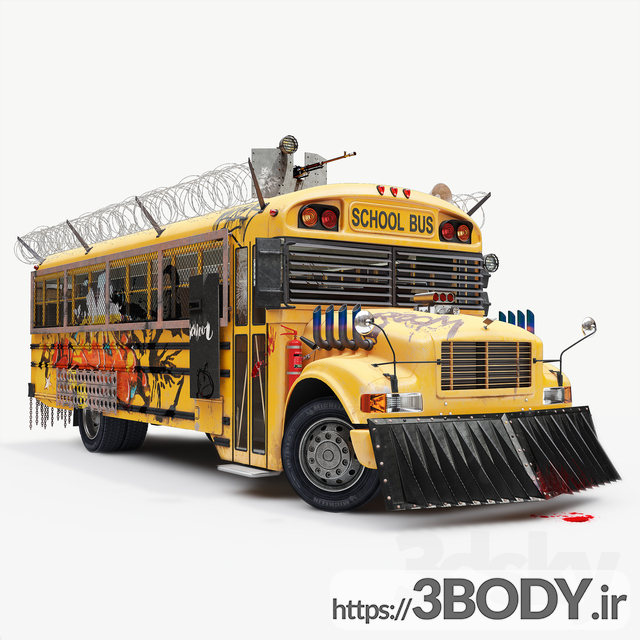 آبجکت سه بعدی اتوبوس مدرسه عکس 1
