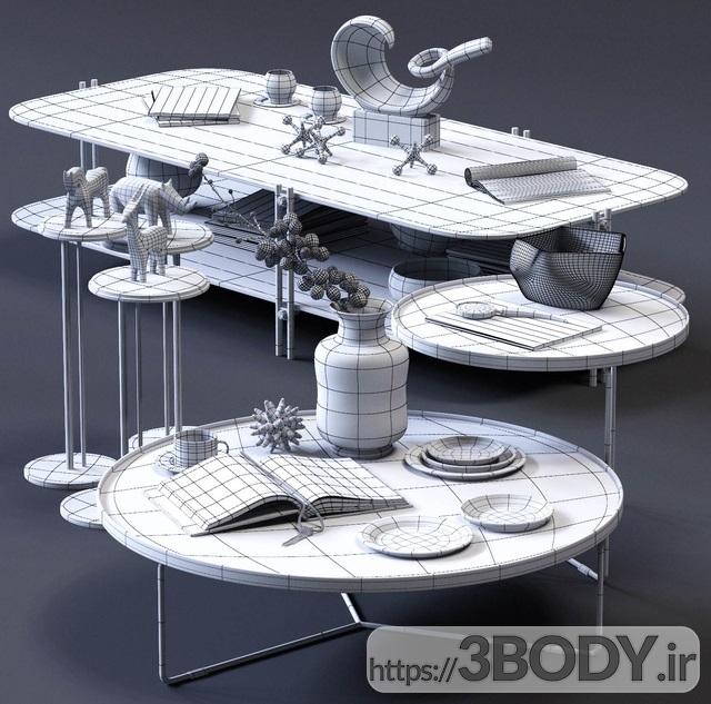 مدل سه بعدی  ست میز و صندلی عکس 2