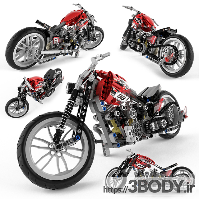 آبجکت سه بعدی موتور سیکلت لگو عکس 1