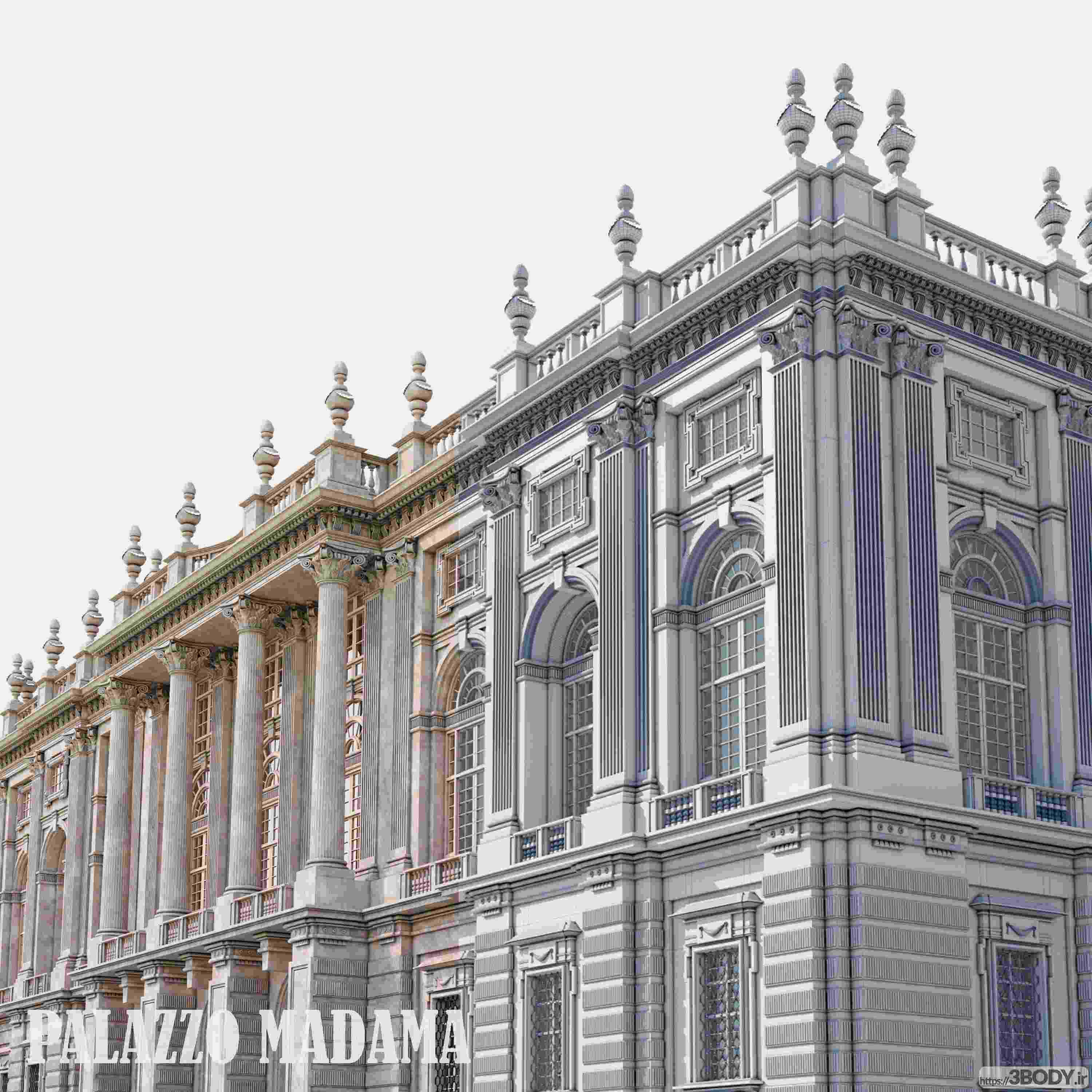 آبجکت سه بعدی نمای کاخ سلطنتی عکس 2