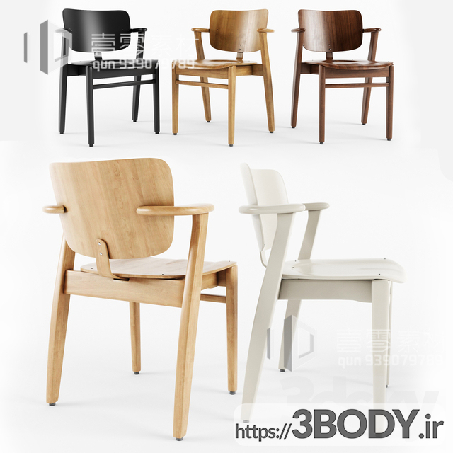 آبجکت سه بعدی صندلی چوبی عکس 1