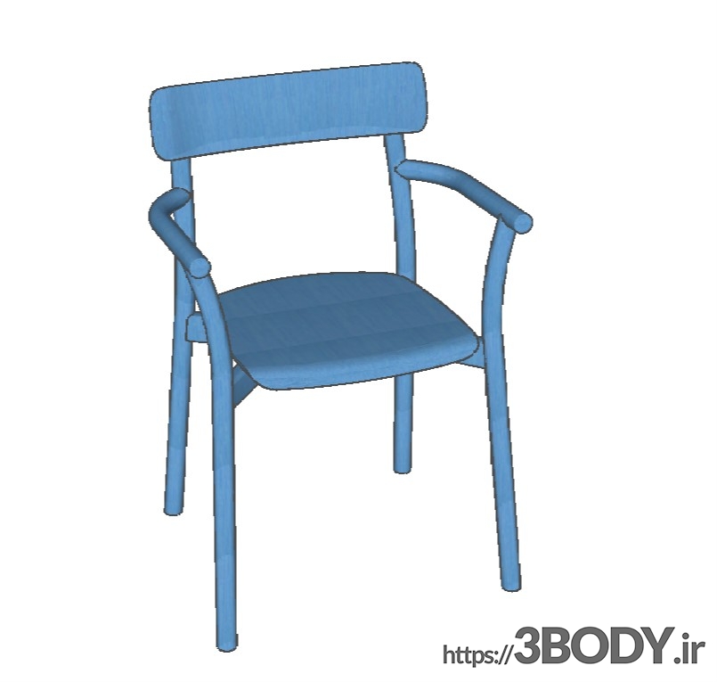 مدل سه بعدی اسکچاپ - صندلی چوبی عکس 1