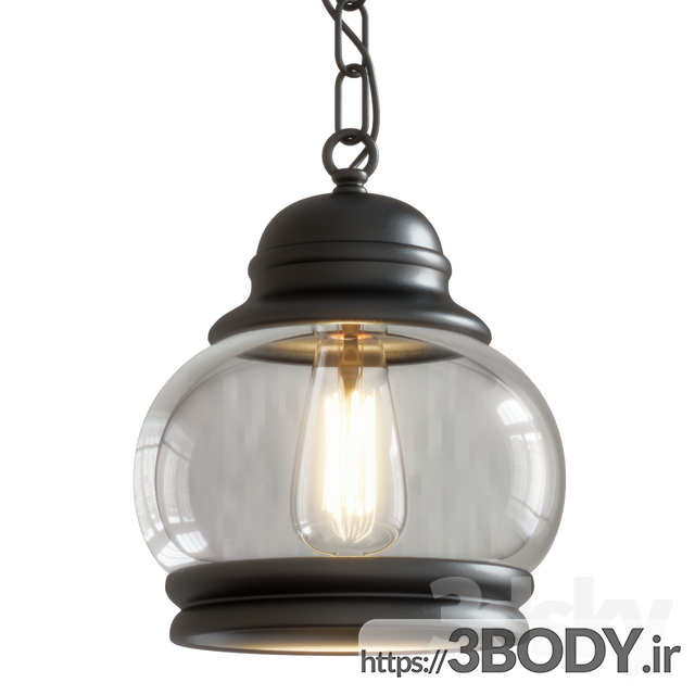 آبجکت ۳ بعدی  لوستر  آویز یکپارچهسازی با سیستمعامل سیاه Lampe عکس 2