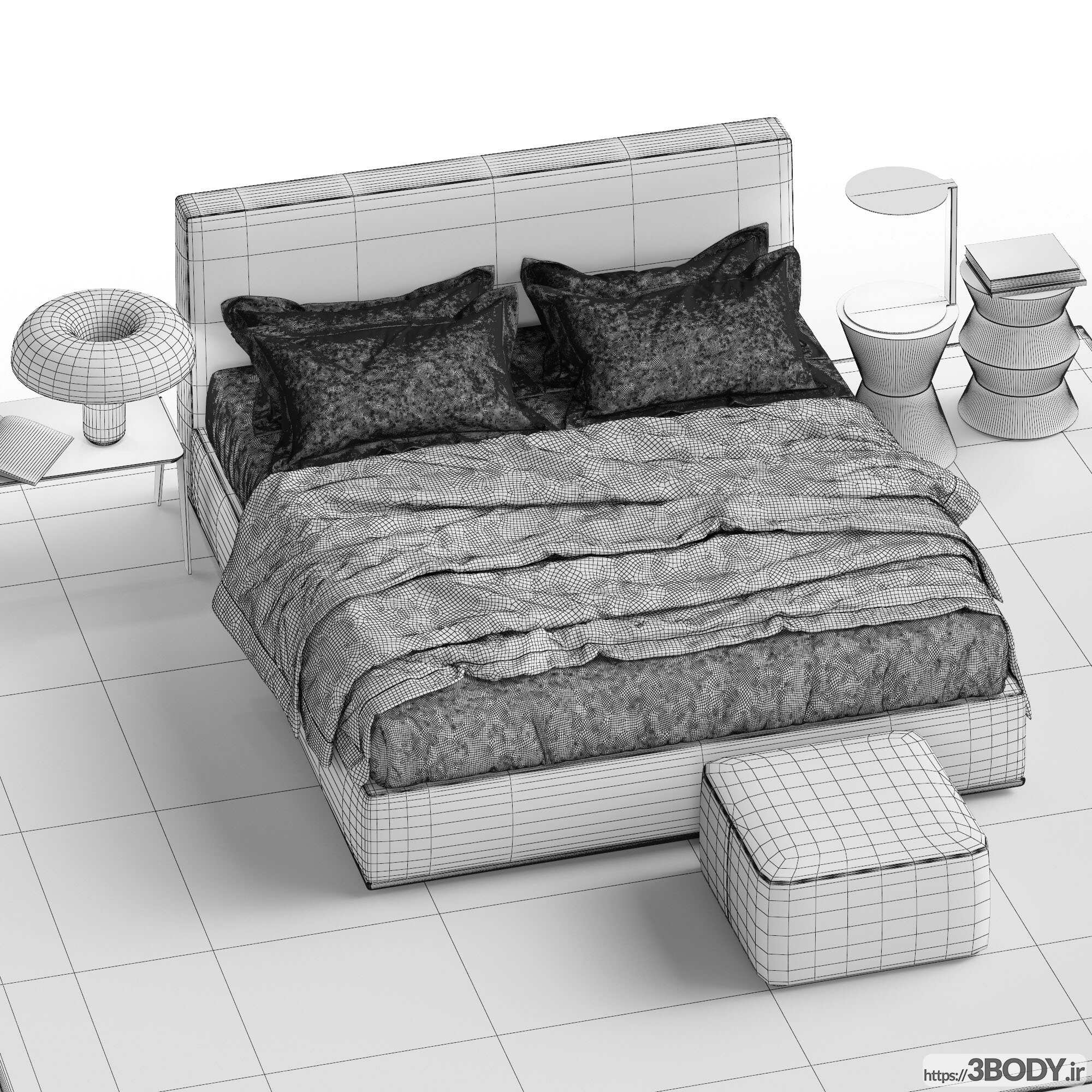مدل سه بعدی تخت خواب عکس 3
