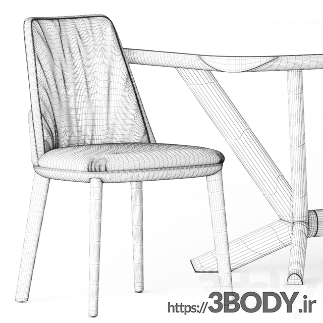 آبجکت سه بعدی میز و صندلی عکس 3