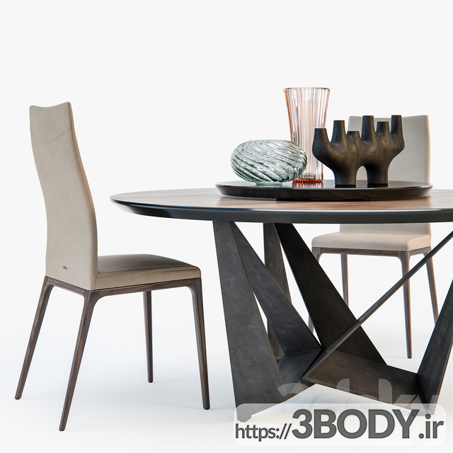 آبجکت سه بعدی میز و صندلی عکس 3