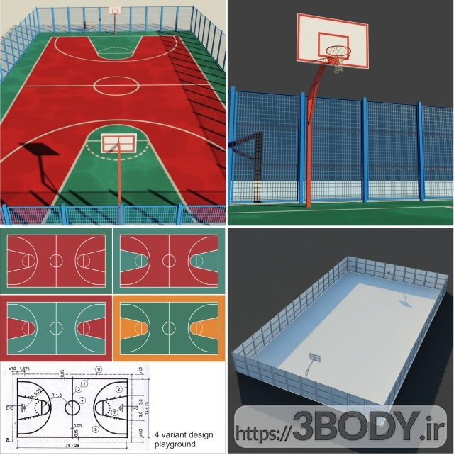 آبجکت سه بعدی مجموعه زمین بازی ورزشی عکس 4