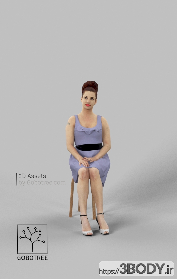 آبجکت سه بعدی زن نشسته برای 3dmax عکس 1