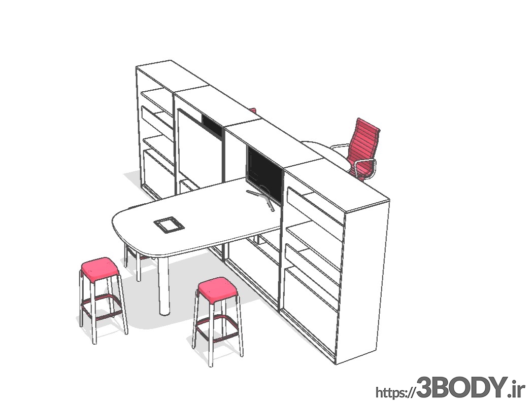 مدل سه بعدی اسکچاپ - میز و صندلی مدرن عکس 1