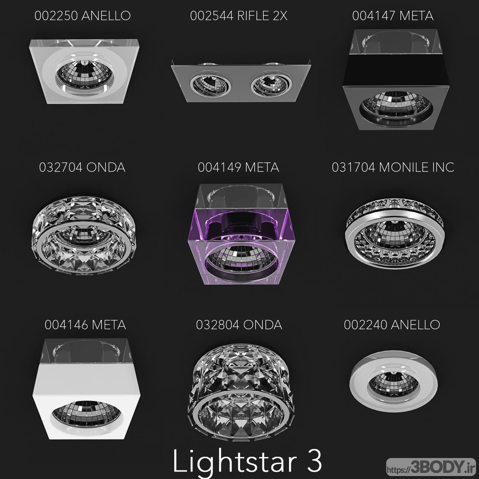 مدل سه بعدی مجموعه لامپ های هالوژنی سقف عکس 1