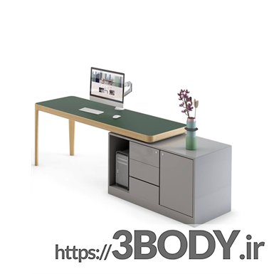 مدل سه بعدی اسکچاپ -قفسه و میز اداری عکس 1